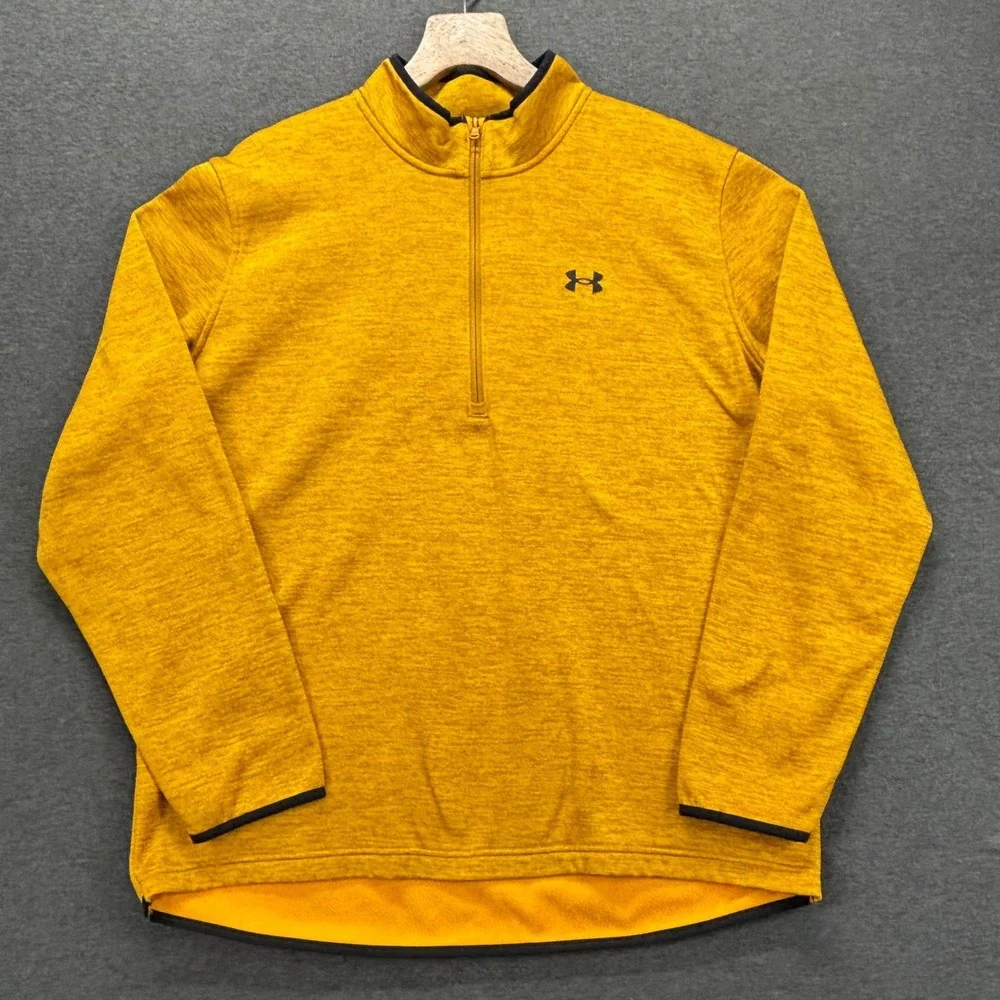 Under Armour Pullover Mens 2XL ColdGear 1/4 Zip Gold Heather Fleece Loose Fit